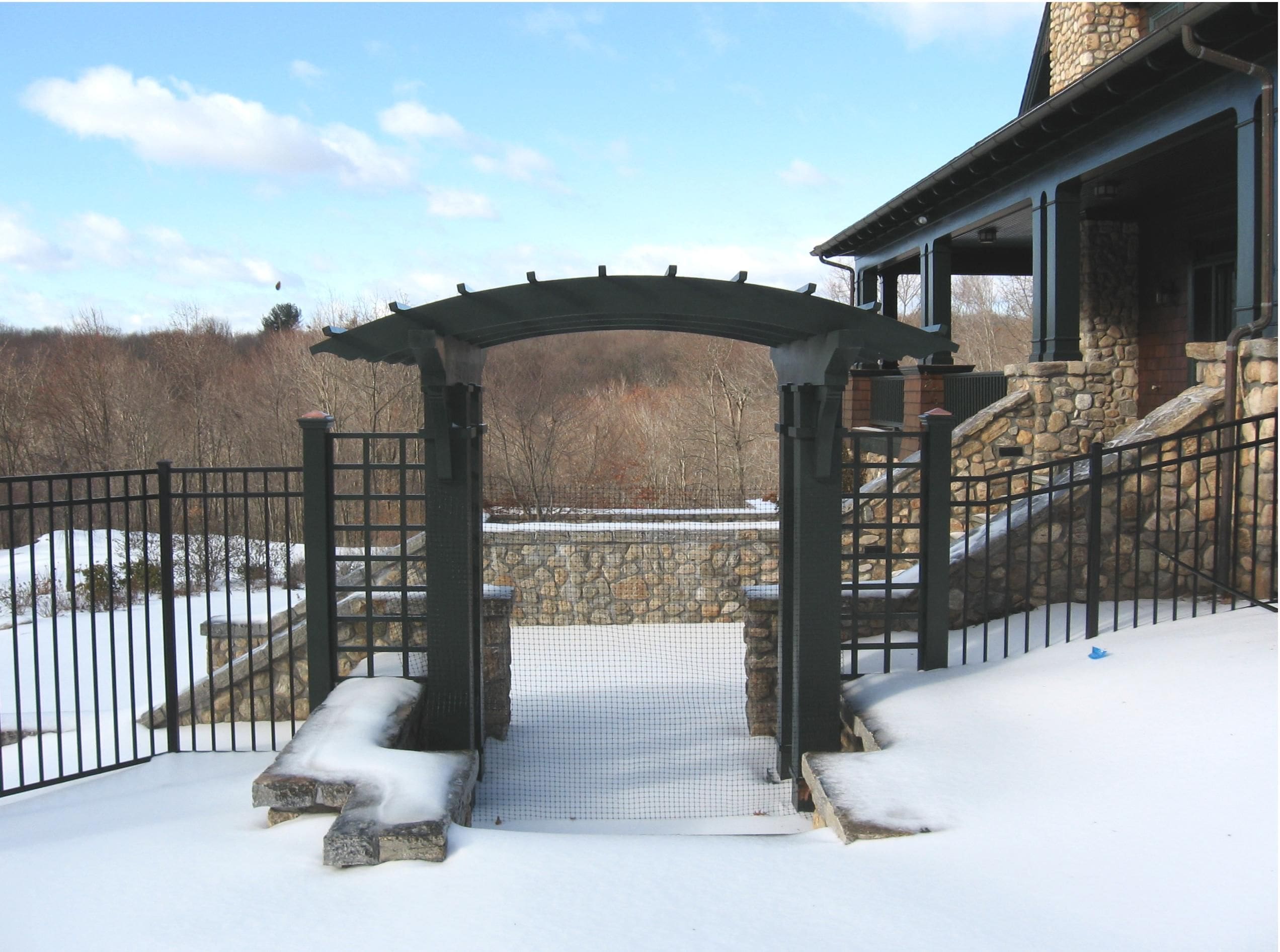 custom pergola in snow
