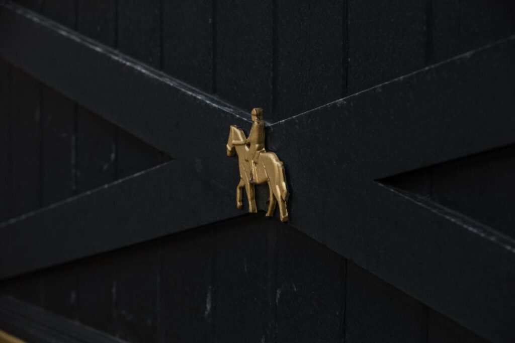 Metal and Horse Rider Cut Out Detail