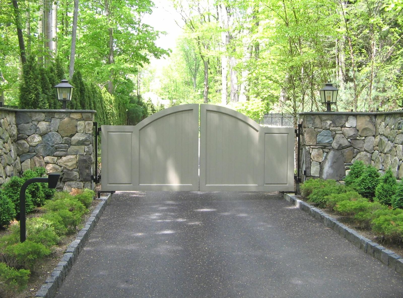 Painted composite solid front driveway gate