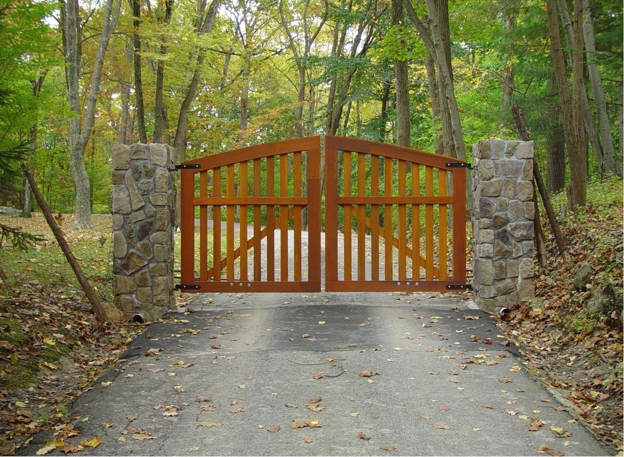 Cedar wooden gate with rich stain