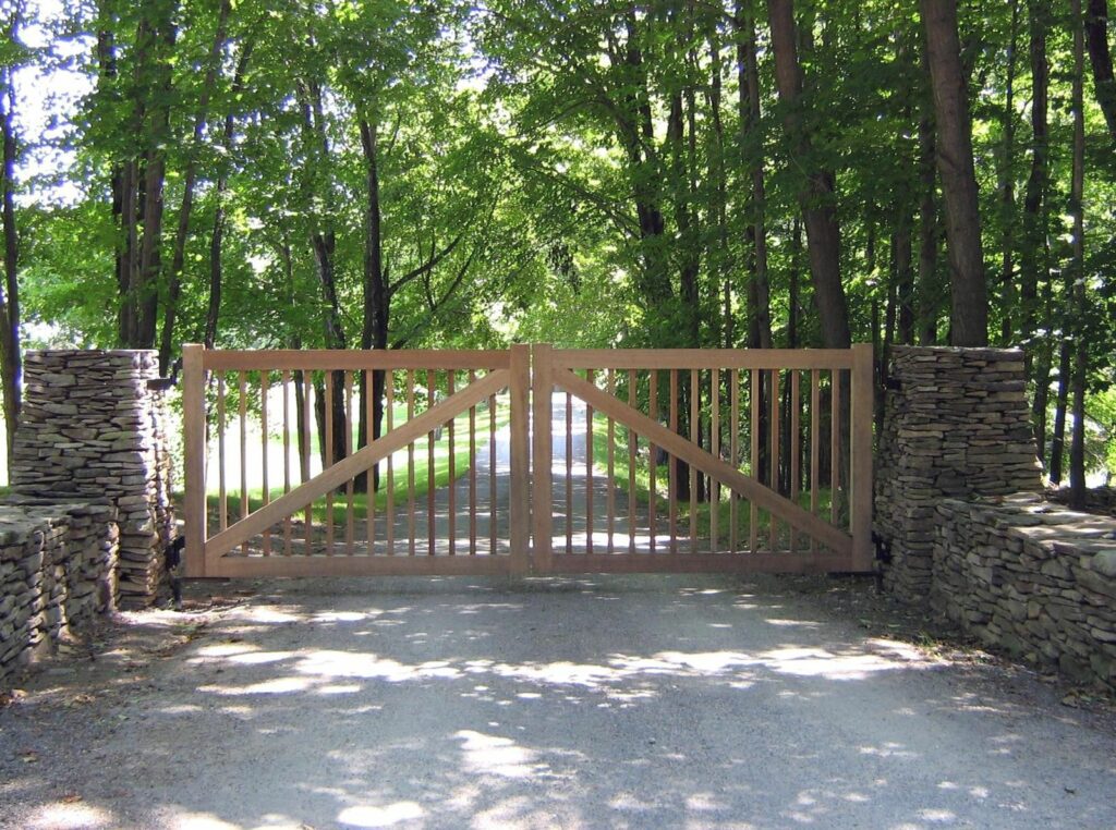 Cedar Wood Post Automated Driveway Gate
