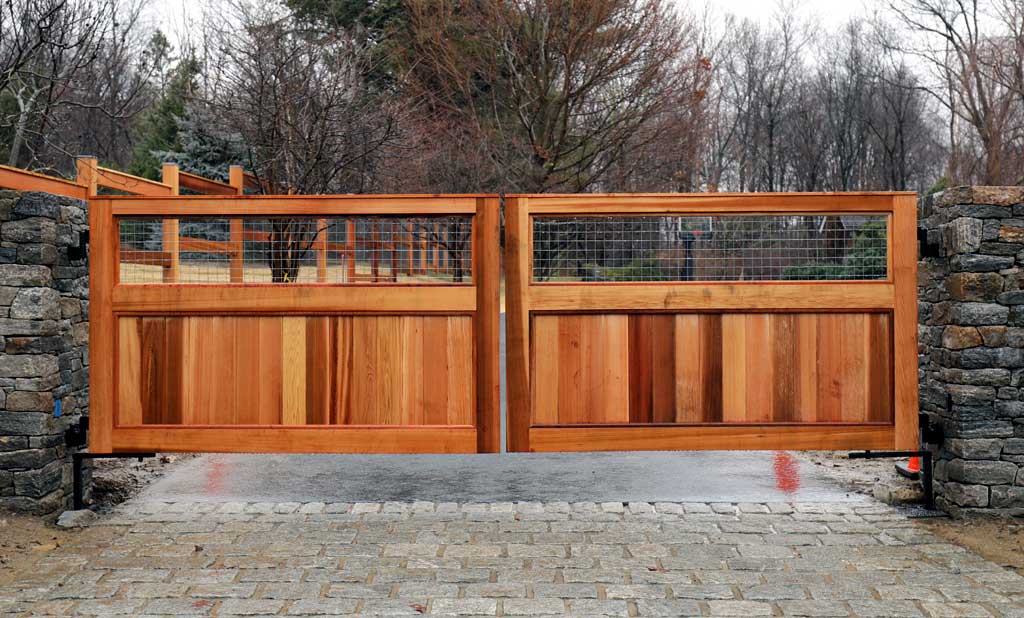 Custom Cedar Automated Driveway Gate