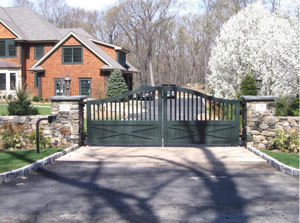Forest Green Wooden Driveway Gate