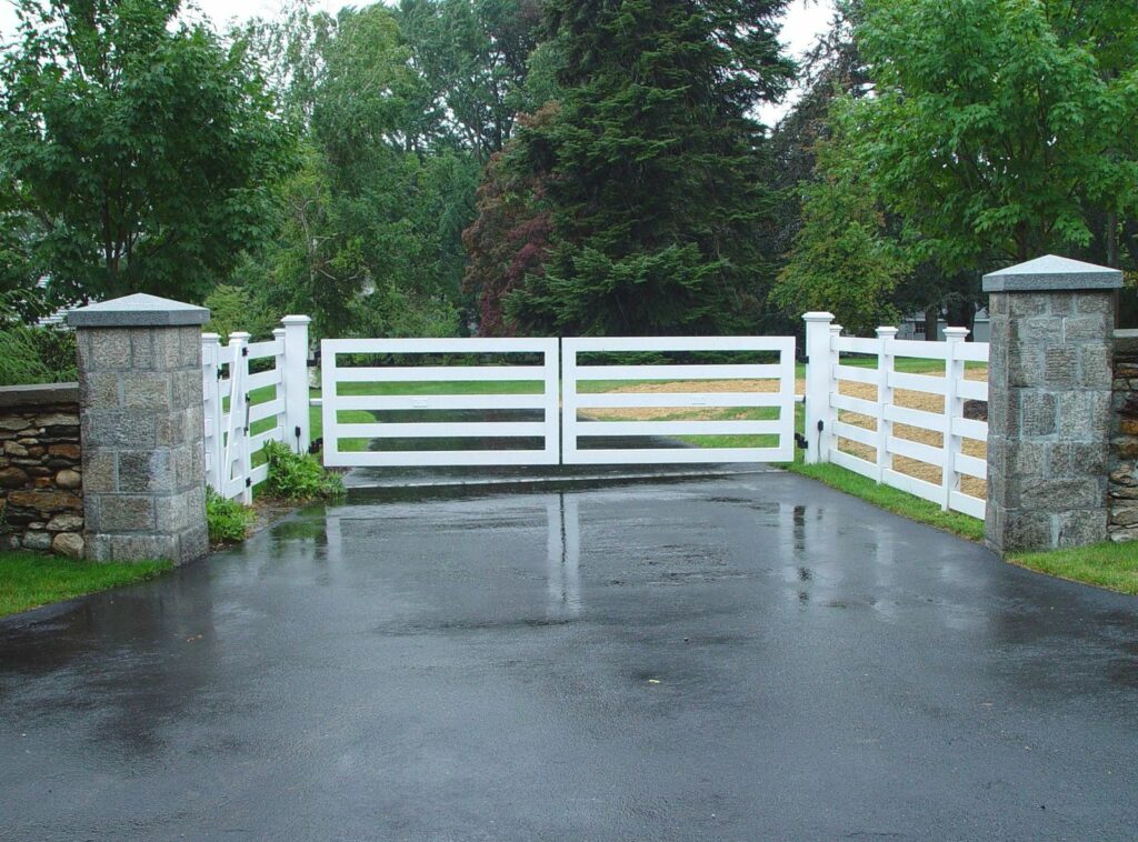 White Farm Style Wooden Automated Gate
