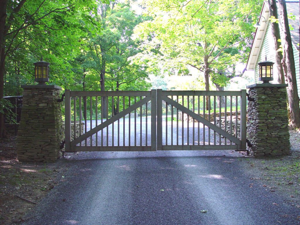 Simple Weathered Wood Automated Driveway Gate