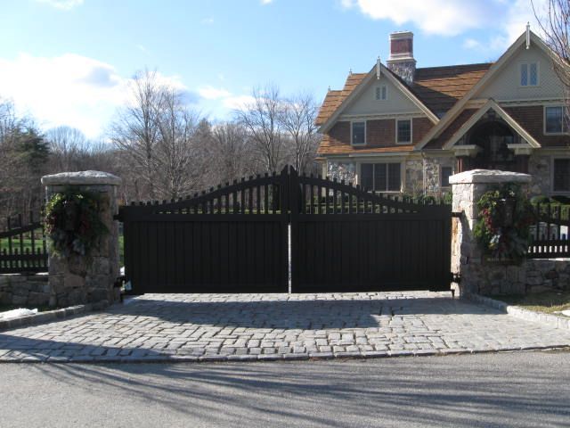 Solid Wood and Picket Driveway Gate