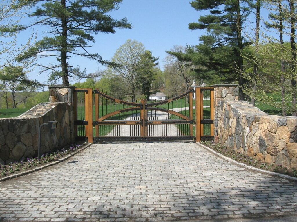 Spanish-Style Wooden Driveway Gate