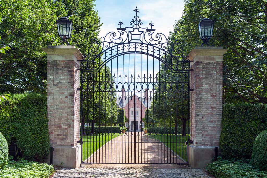 Tall Wrought Iron Security Gate with Lighting