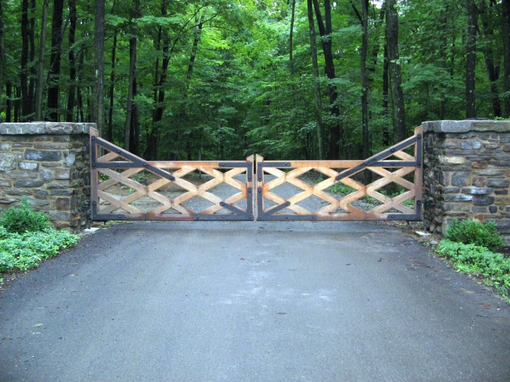 Weathered Wood Automatic Driveway Gate