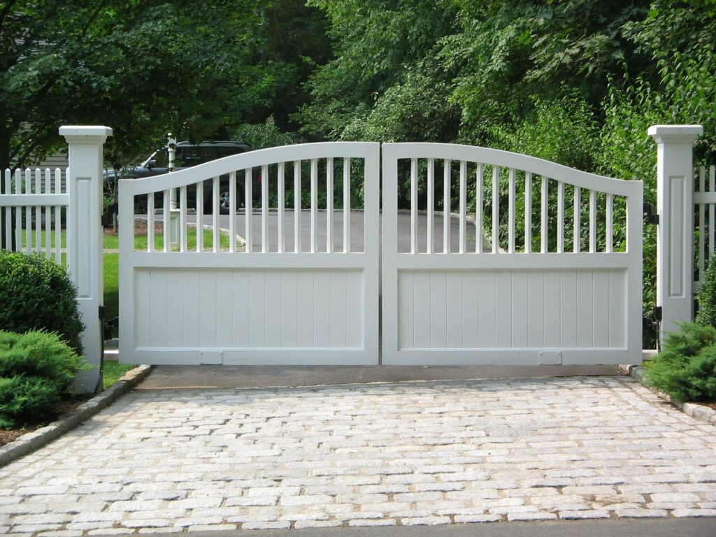 White Wooden Driveway Gate
