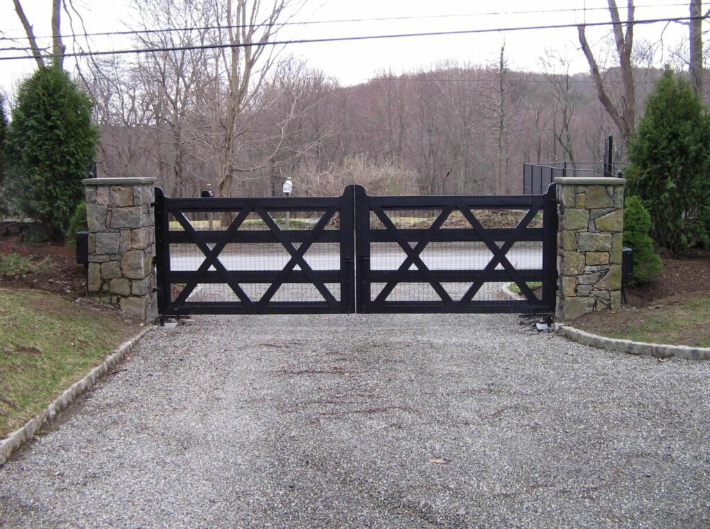 Wooden Driveway Gate with Wire Fencing