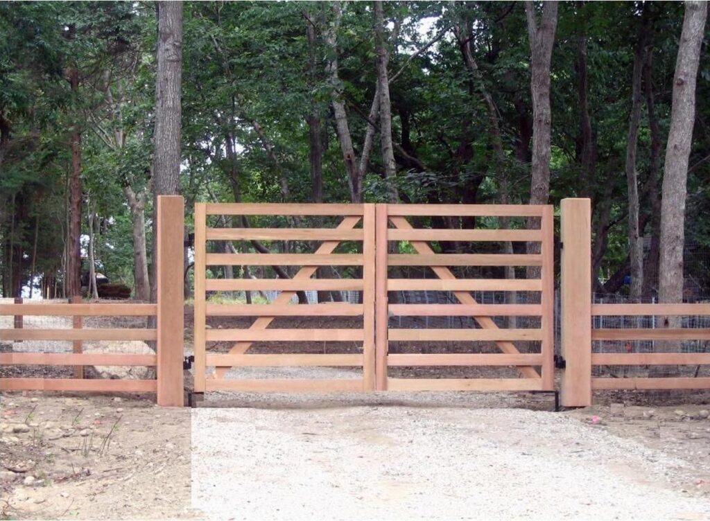 Wooden Driveway Gate for Farm Animals and Equipment