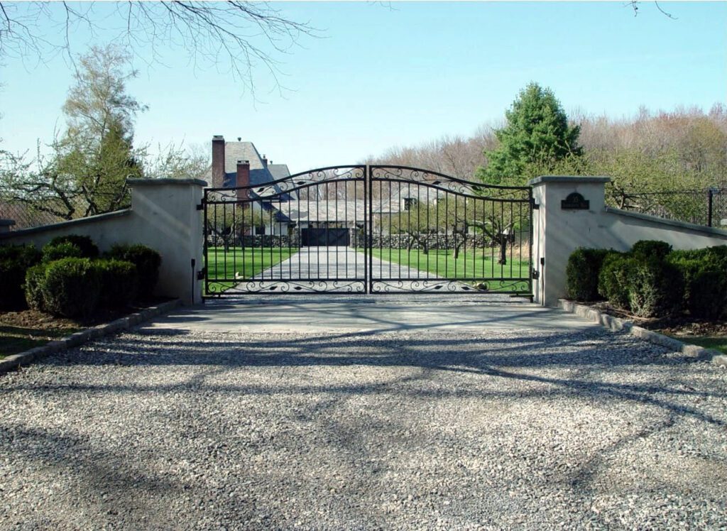 Large Wrought Iron Driveway Gate with Detailing