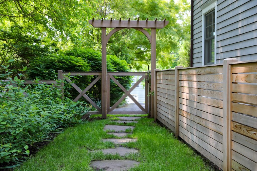 rustic arbor wood walk gate