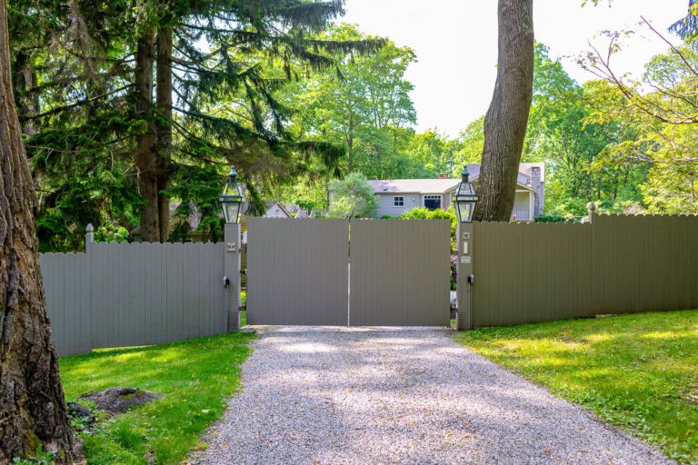 Wood driveway gate