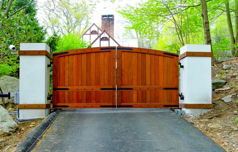 Wooden automated driveway gate