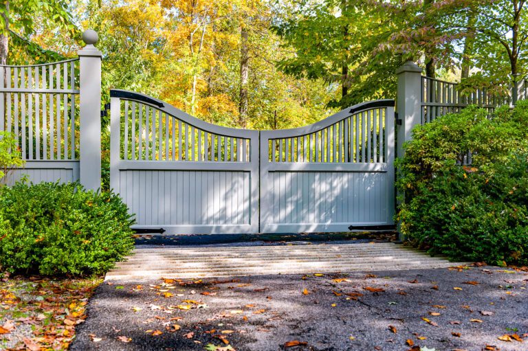 Wood driveway gate