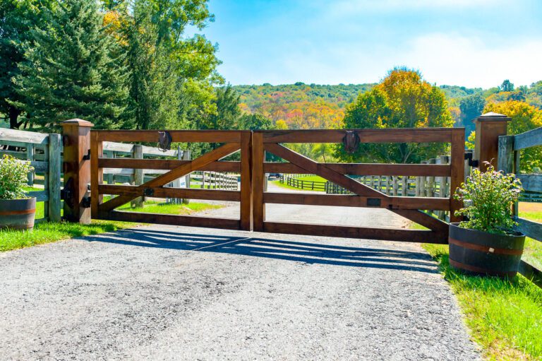Wooden automated driveway gate