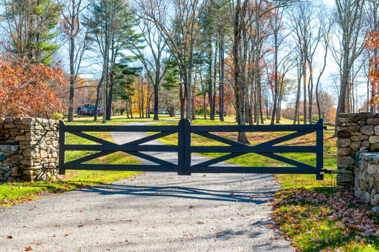 Wooden automated driveway gate