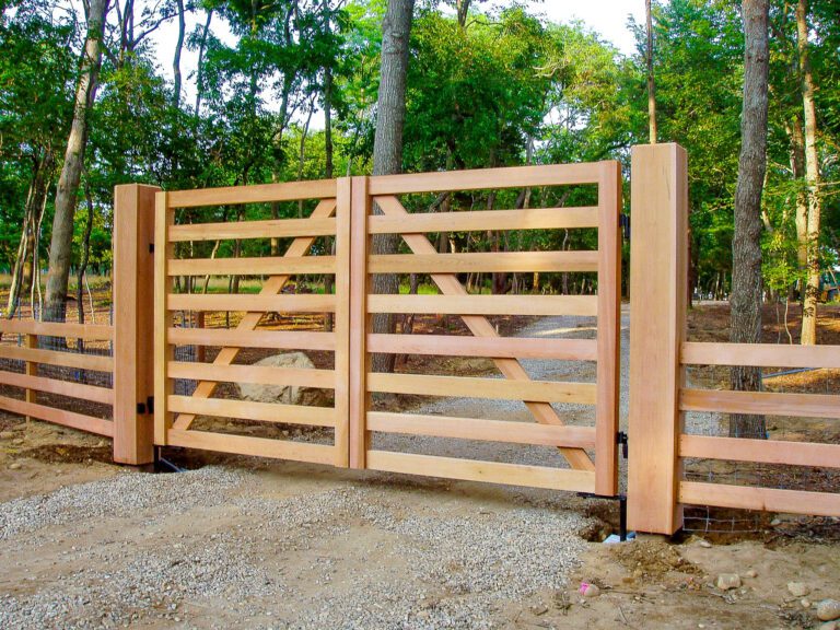 Wooden automated driveway gate