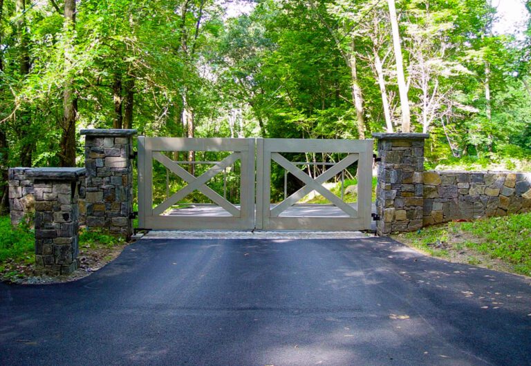 Wooden automated driveway gate