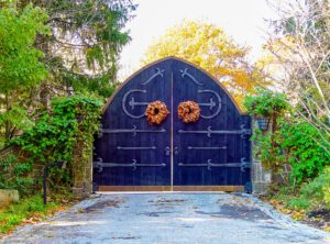 Wooden automated driveway gate