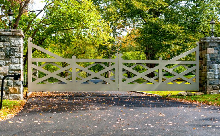 Wood driveway gate