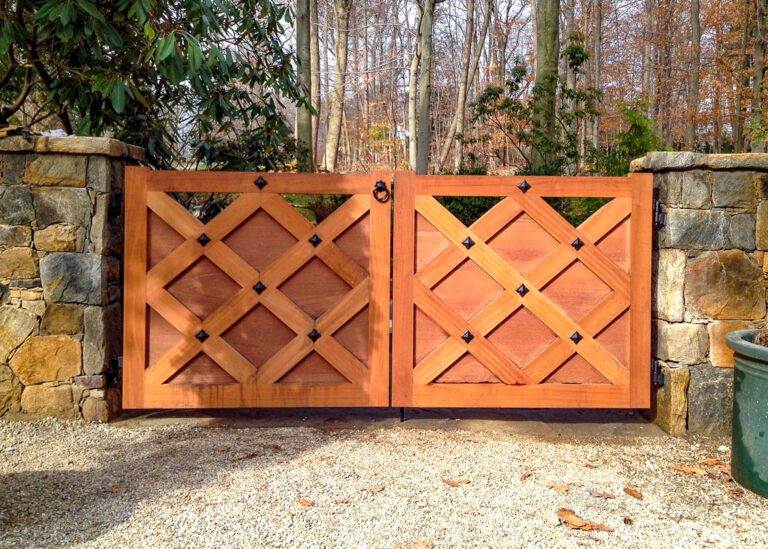Wooden automated driveway gate