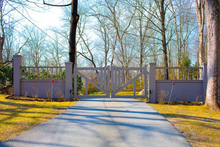 Wooden automated driveway gate