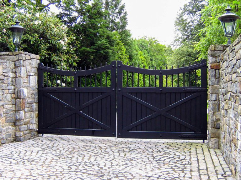 Wooden automated driveway gate