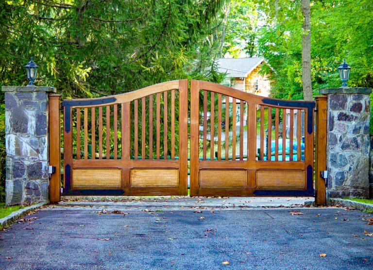 Wooden automated driveway gate