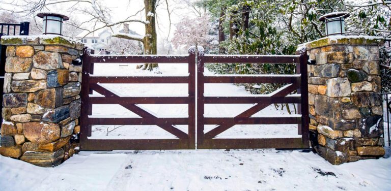 Wooden automated driveway gate