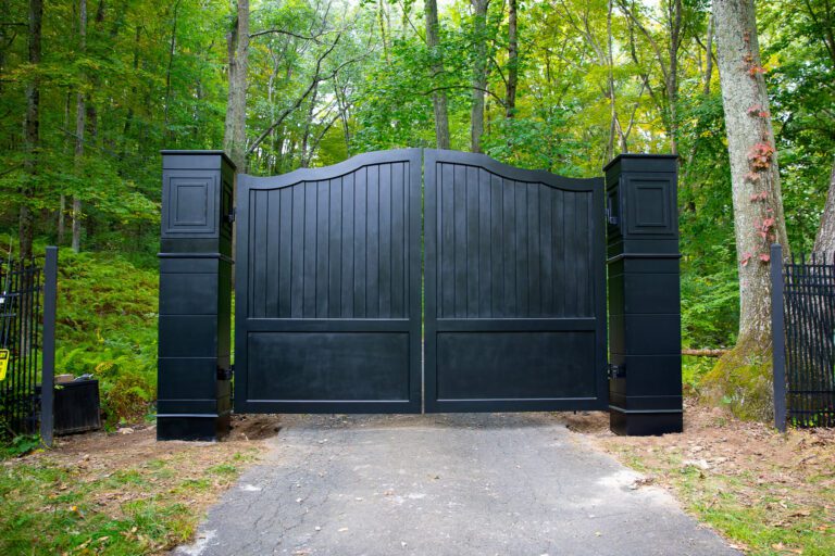 Wood driveway gate