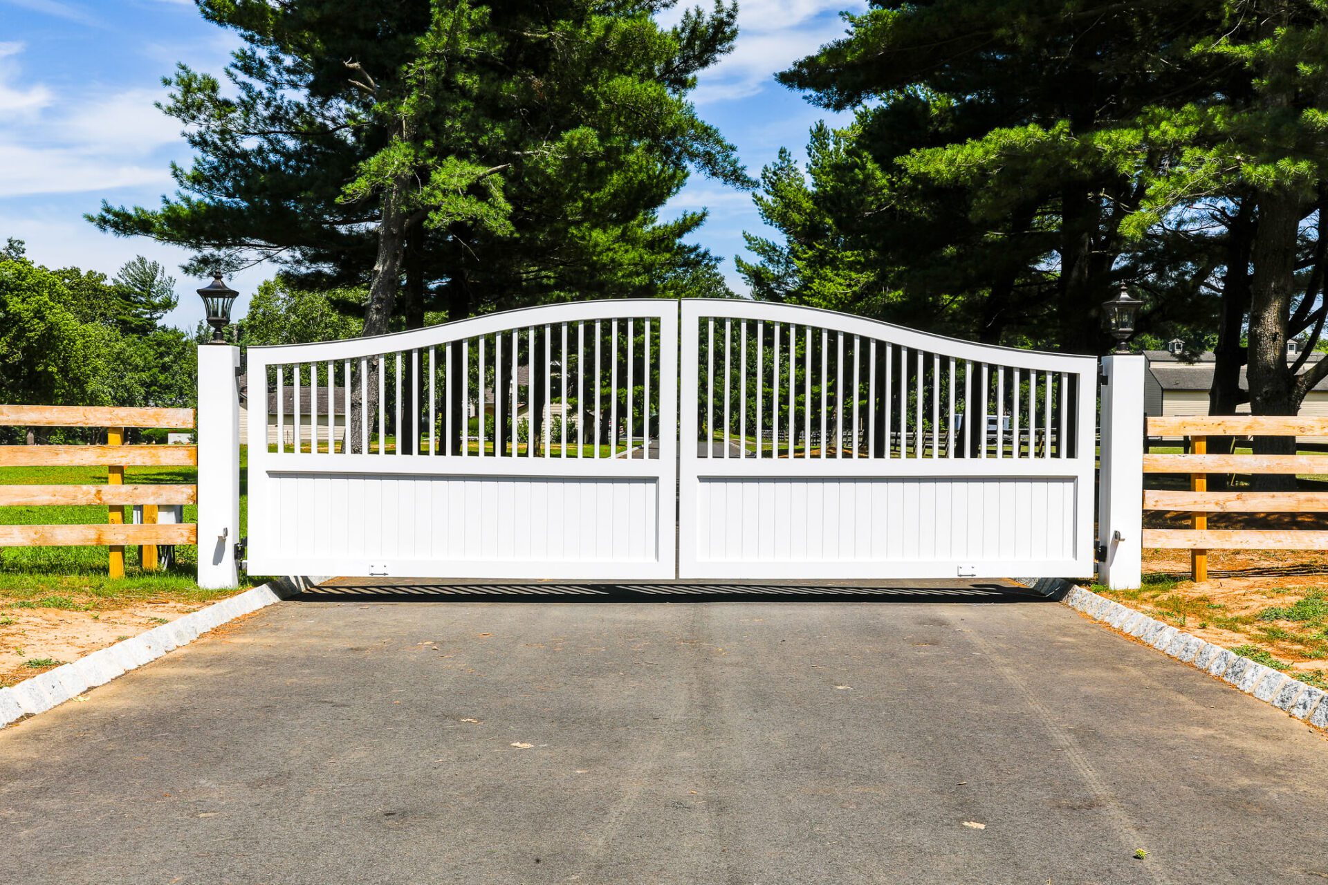 wood automated driveway gate