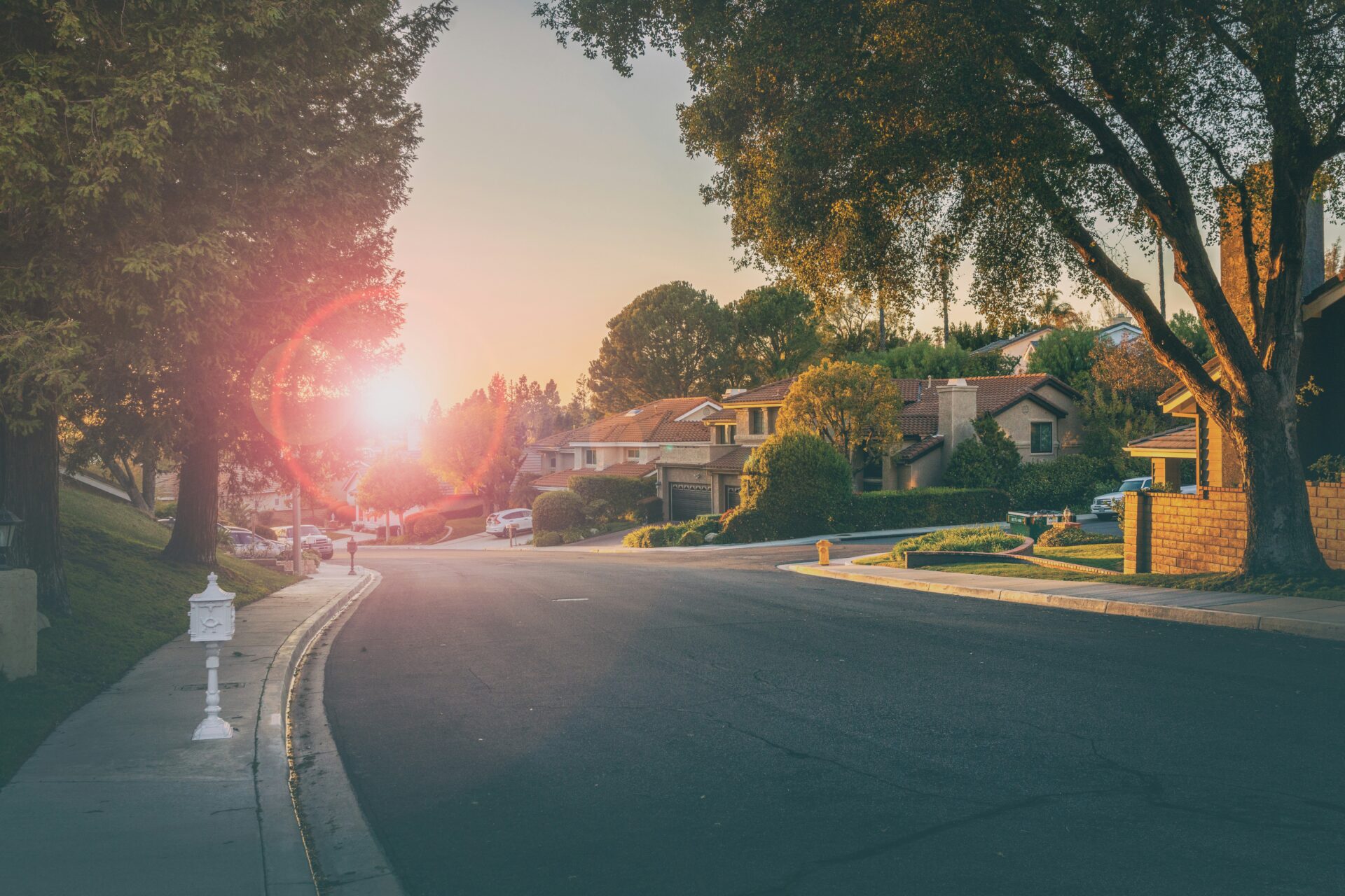 residential neighborhood in the sunlight